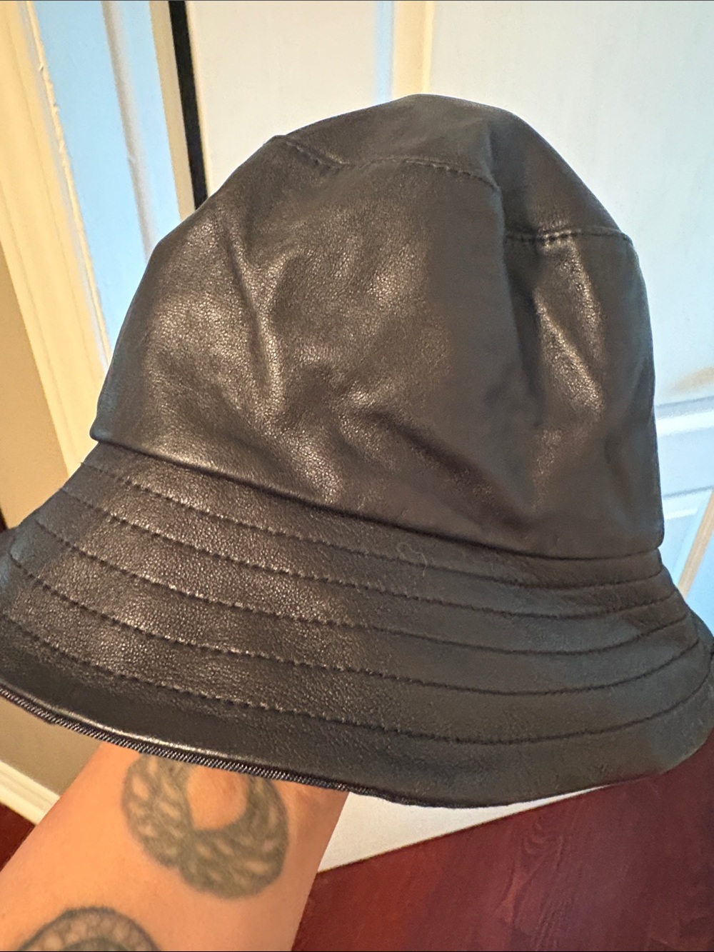 Danier Black Faux Leather Bucket Hat